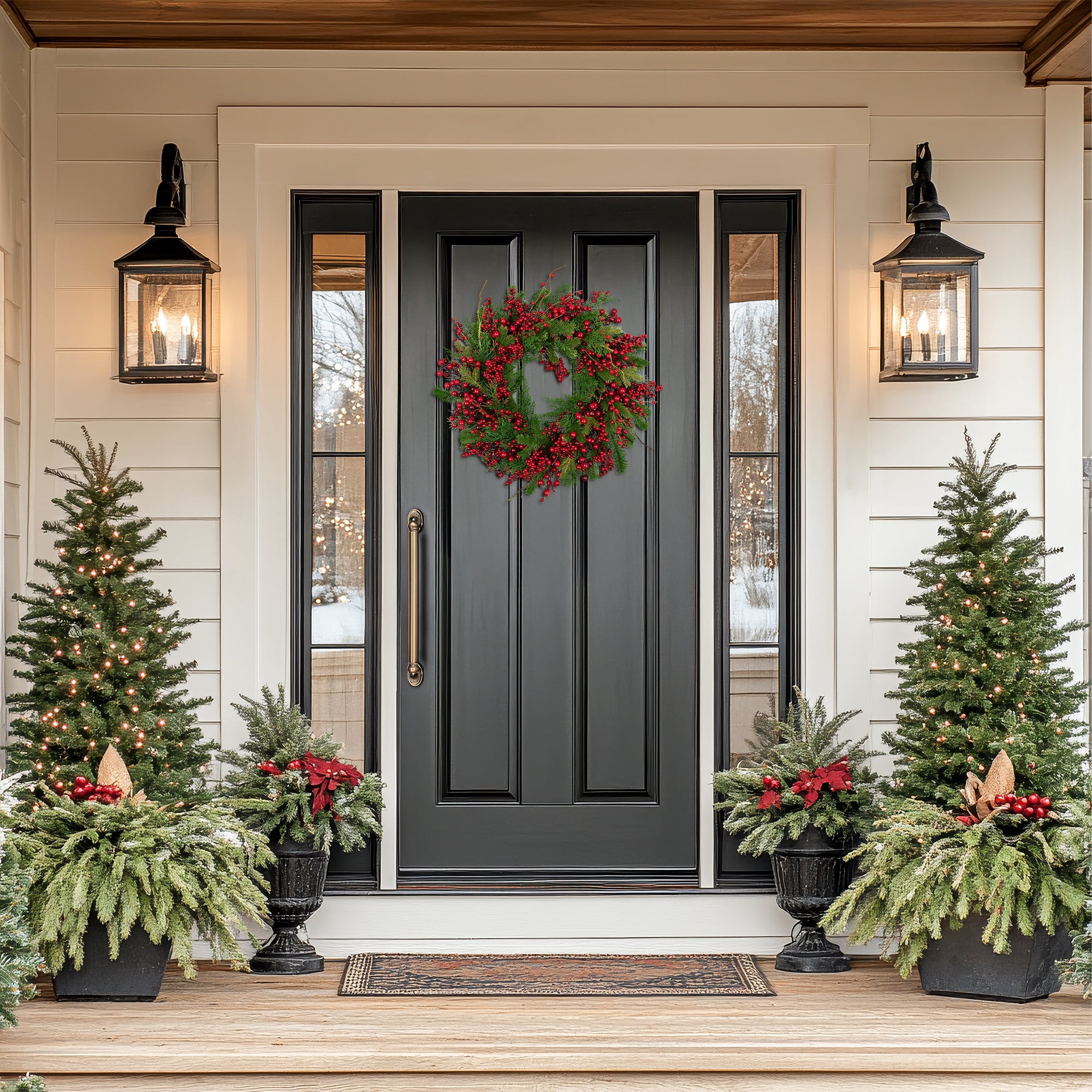Northlight Cedar, Pine and Red Berries Artificial Christmas Wreath - 28 ...