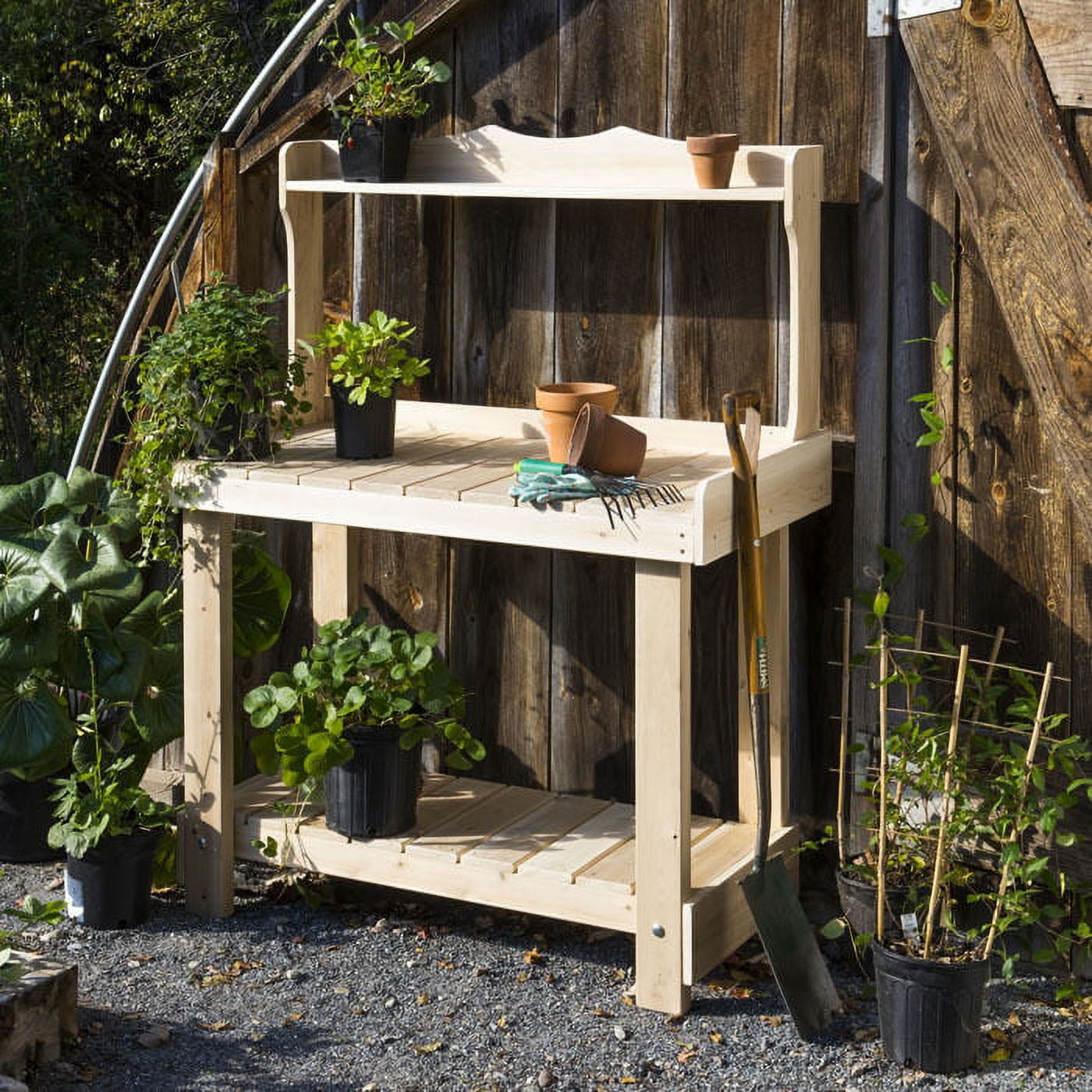 Cedar Potting Bench with Shelves for Amateur and Professional Gardeners