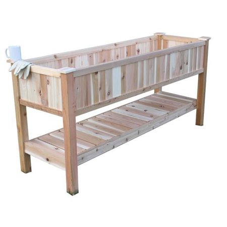 Cedar Raised Container Garden Planter with Bottom Shelf - Large
