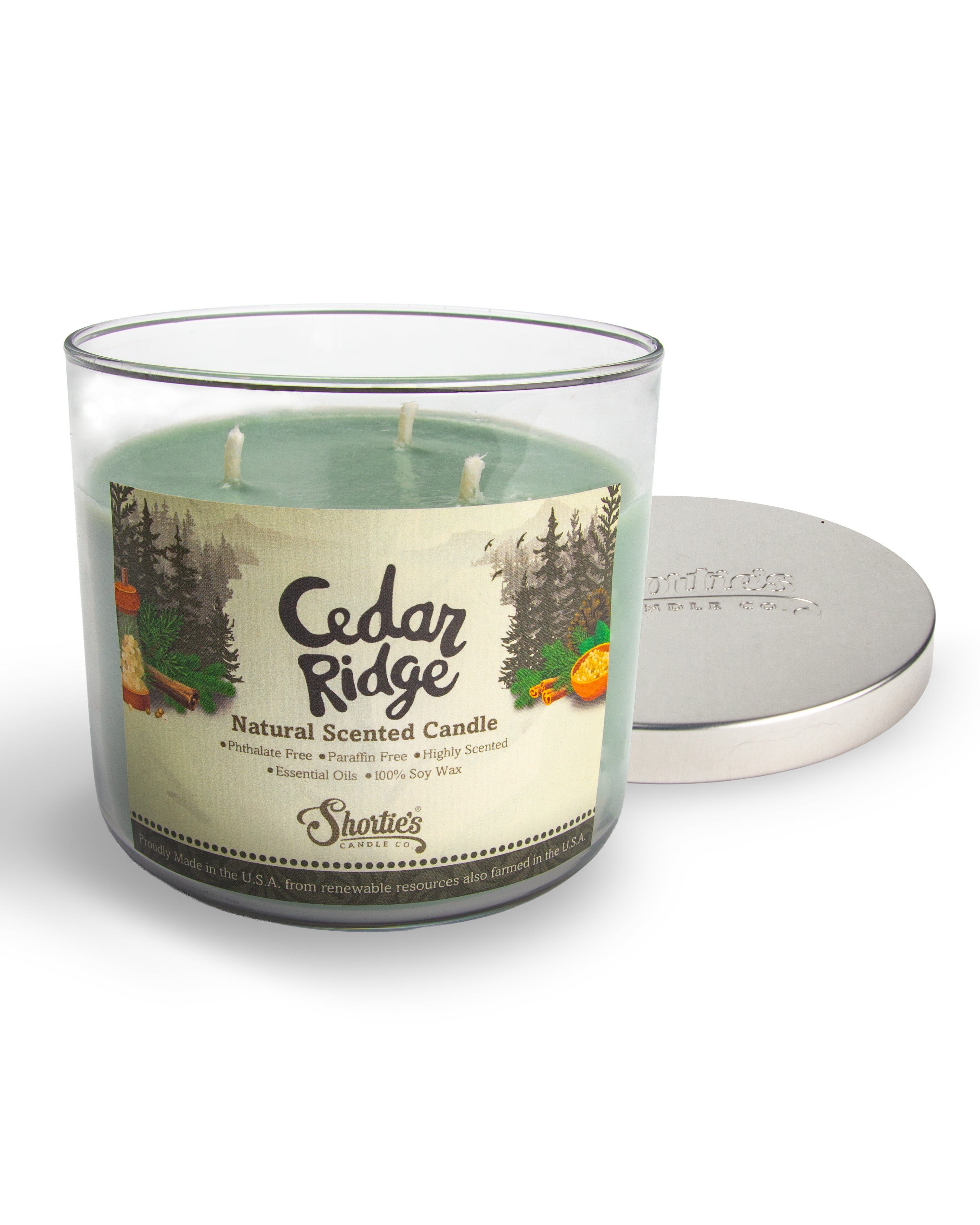 Cedar Ridge Scented 3 Wick Candle - All Natural - Made with 100% Responsibly Sourced Soy and Essential Fragrance Oils - Phthalate & Paraffin Free, Vegan, Non-Toxic