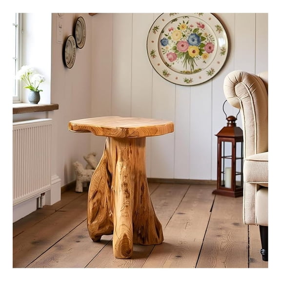 Cedar Roots Tree Stump Side Table 14"x13"x18"H Live Edge Rustic Natural Solid Wood Plant Stand Farmhouse Accent Coffee End Table Living Room Couch Bedroom Garden Outdoor Home Decor