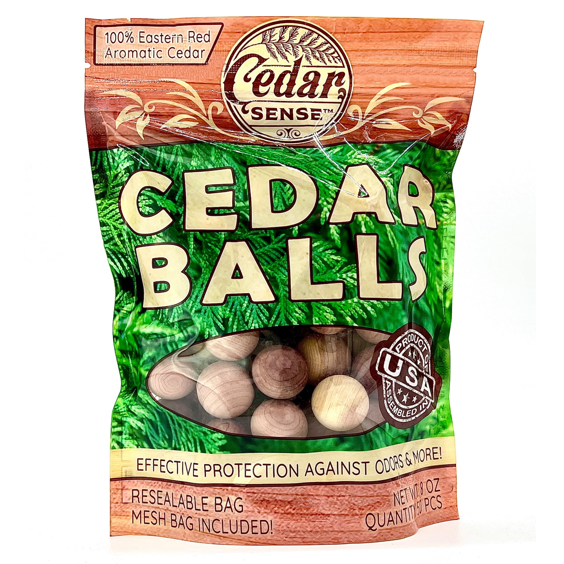 Cedar Sense Cedar Balls 50 Pack Made in U.S.A. Cedar Blocks for