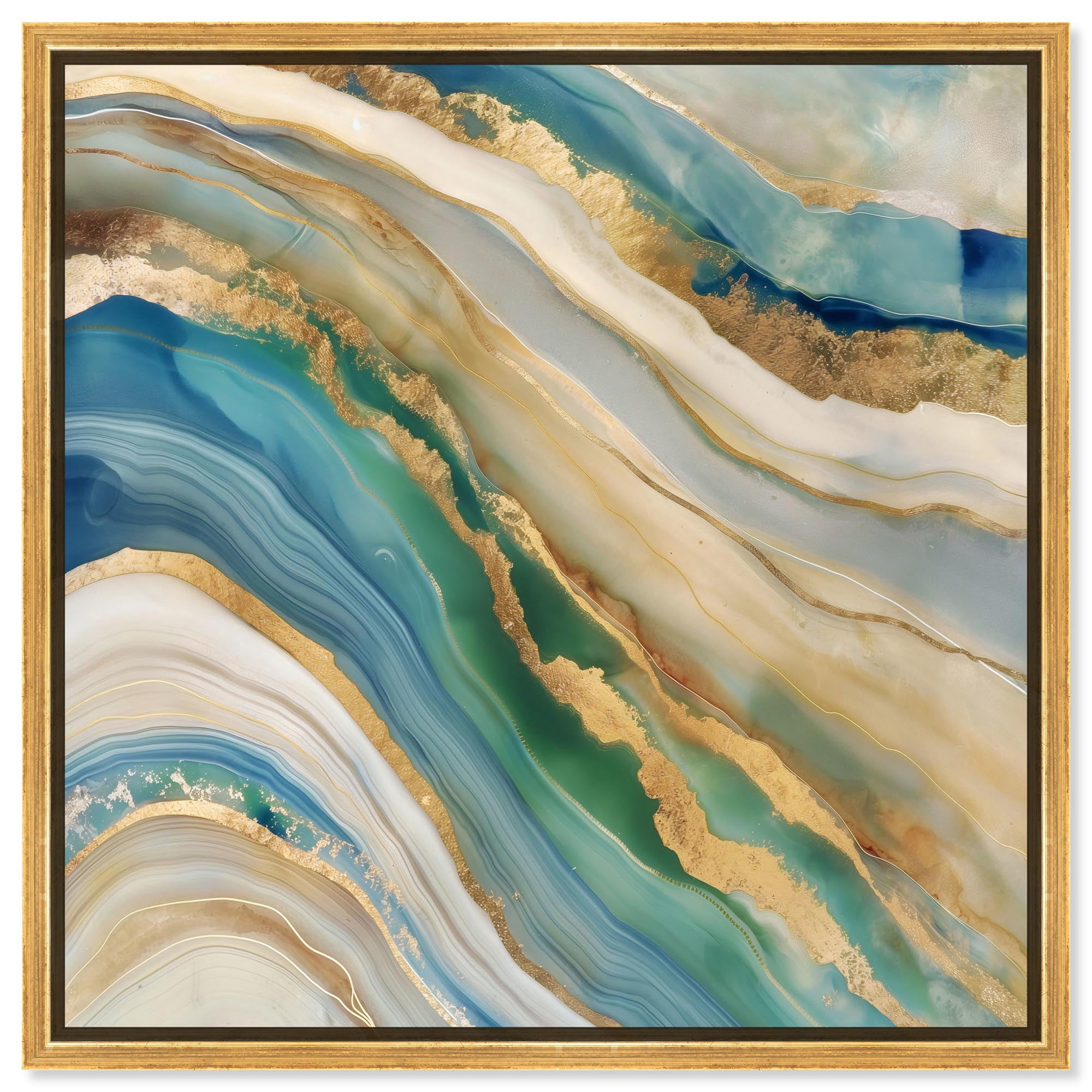 Cedar Swell II Canvas Geode Abstract Art by Art Remedy, Gold Frame, 30 ...