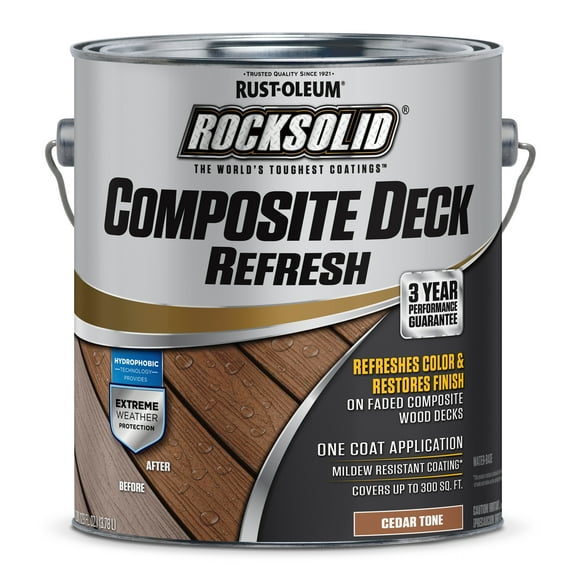 2 Pack, Cedar Tone, Rust-Oleum RockSolid Satin Composite Deck Refresh Exterior Stain and Sealer, 1 Gal
