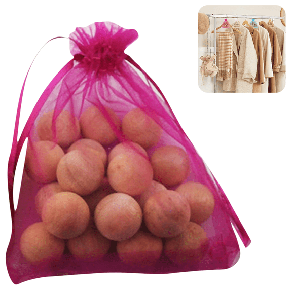 Cedar Wood Balls 20 Pack 1.8cm, Moth Proof Closet Freshener, Anti-Moth Moisture Proof Odor Eliminator for Drawers & Wardrobe