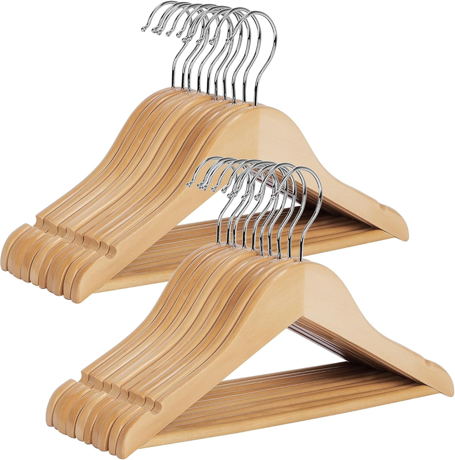 Cedar Wood Clothes Hanger 20 Pack, Wooden Coat Hangers for Shirts, Jackets, Pants, Suits, Sweaters