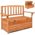 Cedar Wood Deck Box Bench Storage Box with Backrest Armrest AllWeather