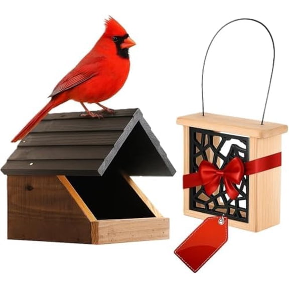 Cedar Wood Open Nesting Box - Cardinal Swallow Bird House Shelter Shelf -Suet Cake Bird Feeder - Birdhouse for Pheobe,Blackbird,Robins,Doves DIY Birdhouse Feeder Kits for Adults(A$$Garden & Patio