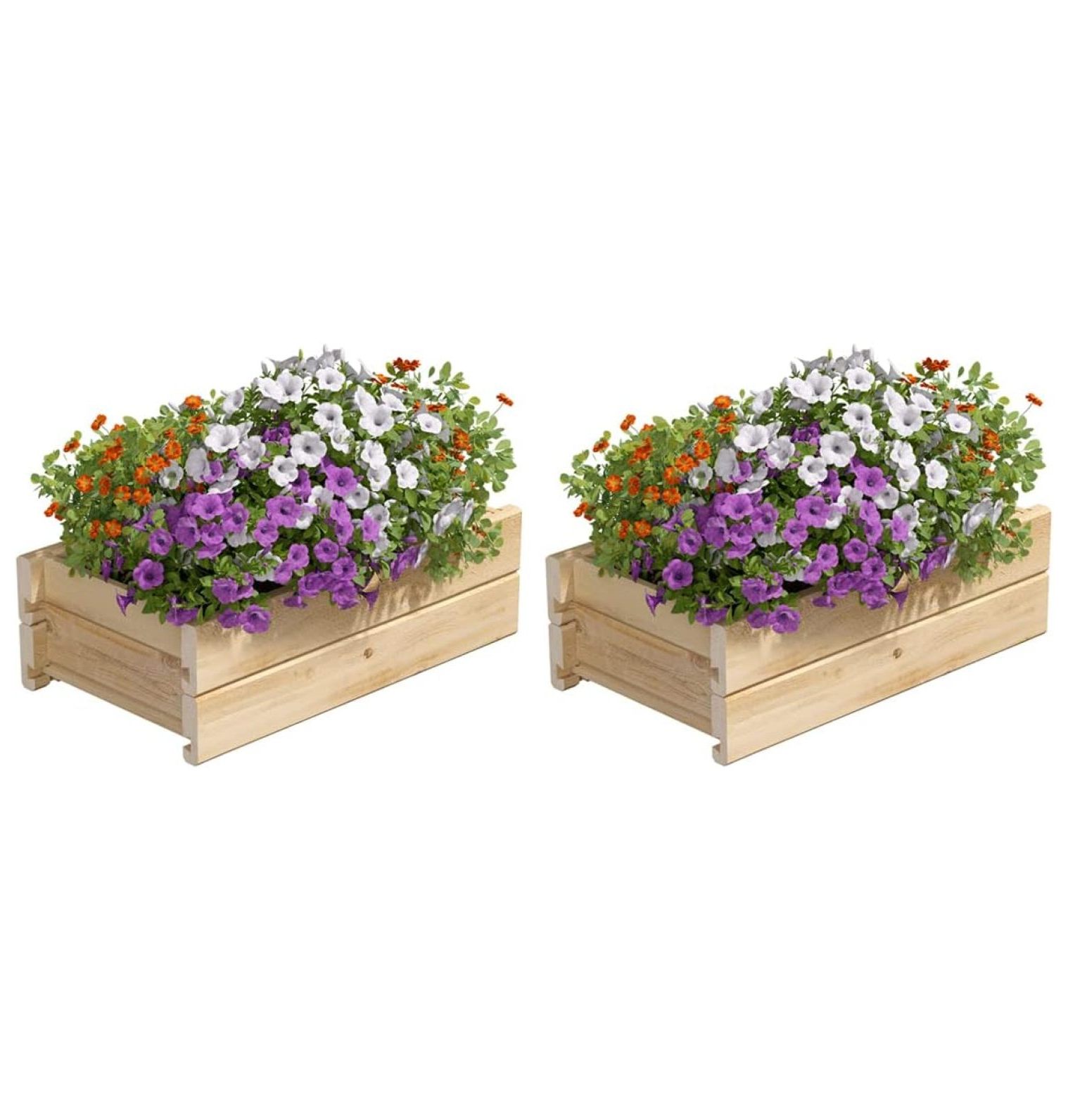 Cedar Wood Planter Box with Wall Mount Brackets, 21" x 11" x 7" (2Pack