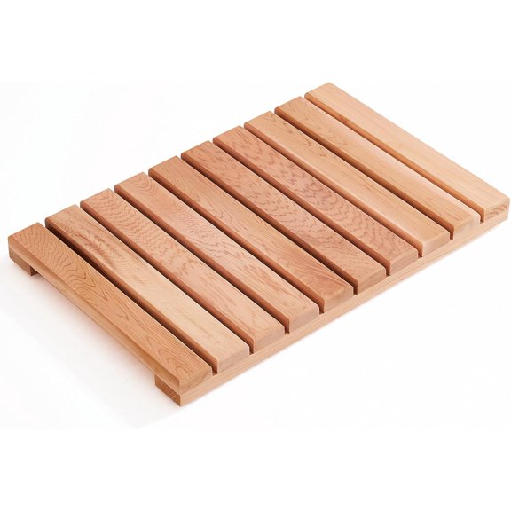 Cedar Wood Shower Mat 20 x 13 in Rectangular Non-Slip Bath Mat