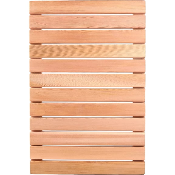 Cedar Wood Shower Mat 23.63 in x 15.74 in Rectangular Non-Slip Bath Mat