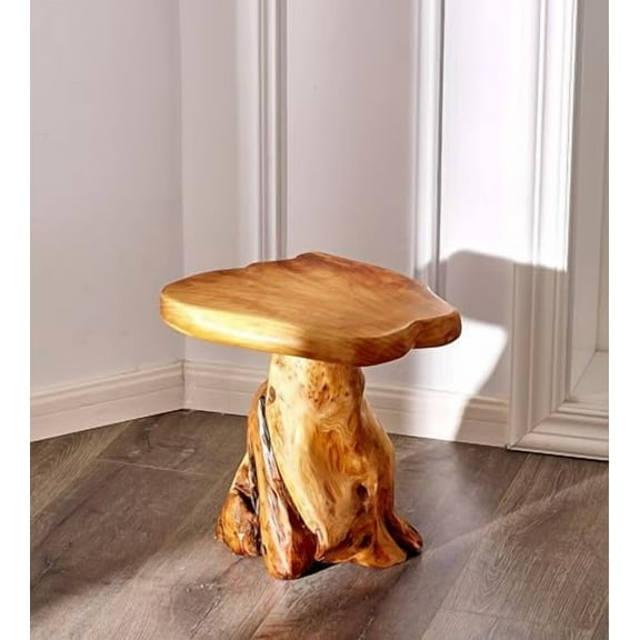 Cedar Wood Tree Stump Stool 13.5"x12"x14"H Live Edge Natural Coffee Side Table Rustic Plant Stand for Living Room Bedroom Accent End Table Outdoor Garden Foot Rest Stool$$Garden &