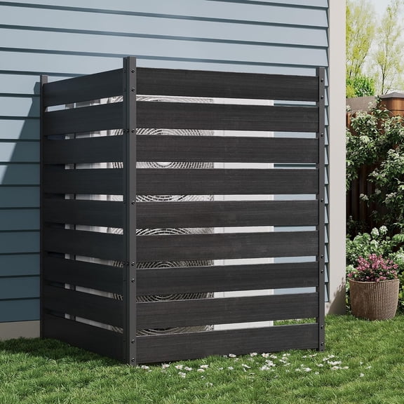 Cedar Wood & WPC Privacy Screen Fence, 2 Panels, 49" x 38", No-Dig Outdoor Decorative Fence with Metal Ground Stakes, Easy Assembly