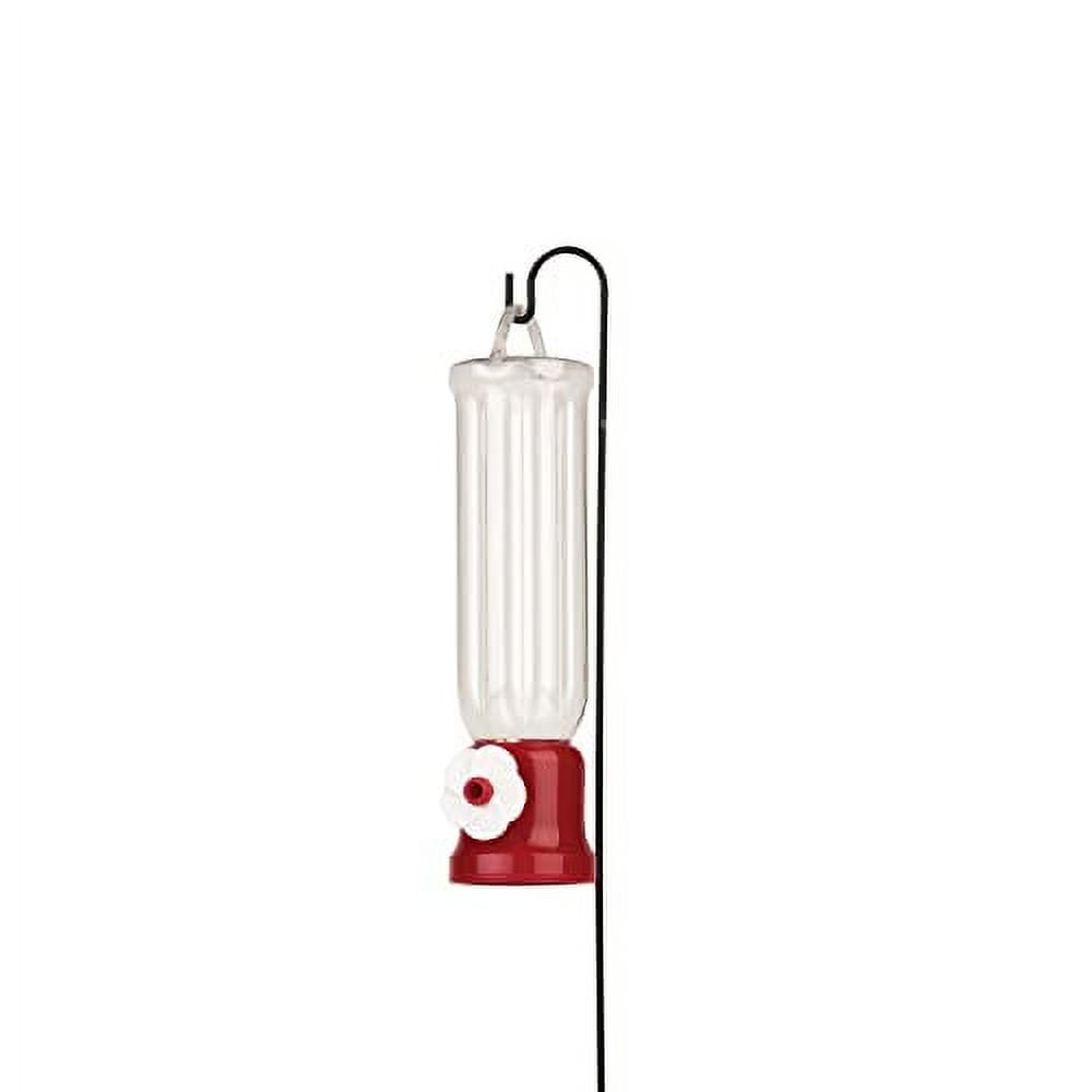 Red and Clear Glass Hanging Hummingbird Feeder Set