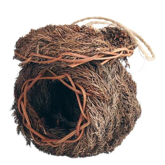 Cedar Woven Hanging Bird With Roosting Pouch Outdoor Garden Decoration For Includes Rope For Easy Hanging (Natural Wood Bird Nesting Big for outside Hanging Clear for outside No Barking Birdhouse