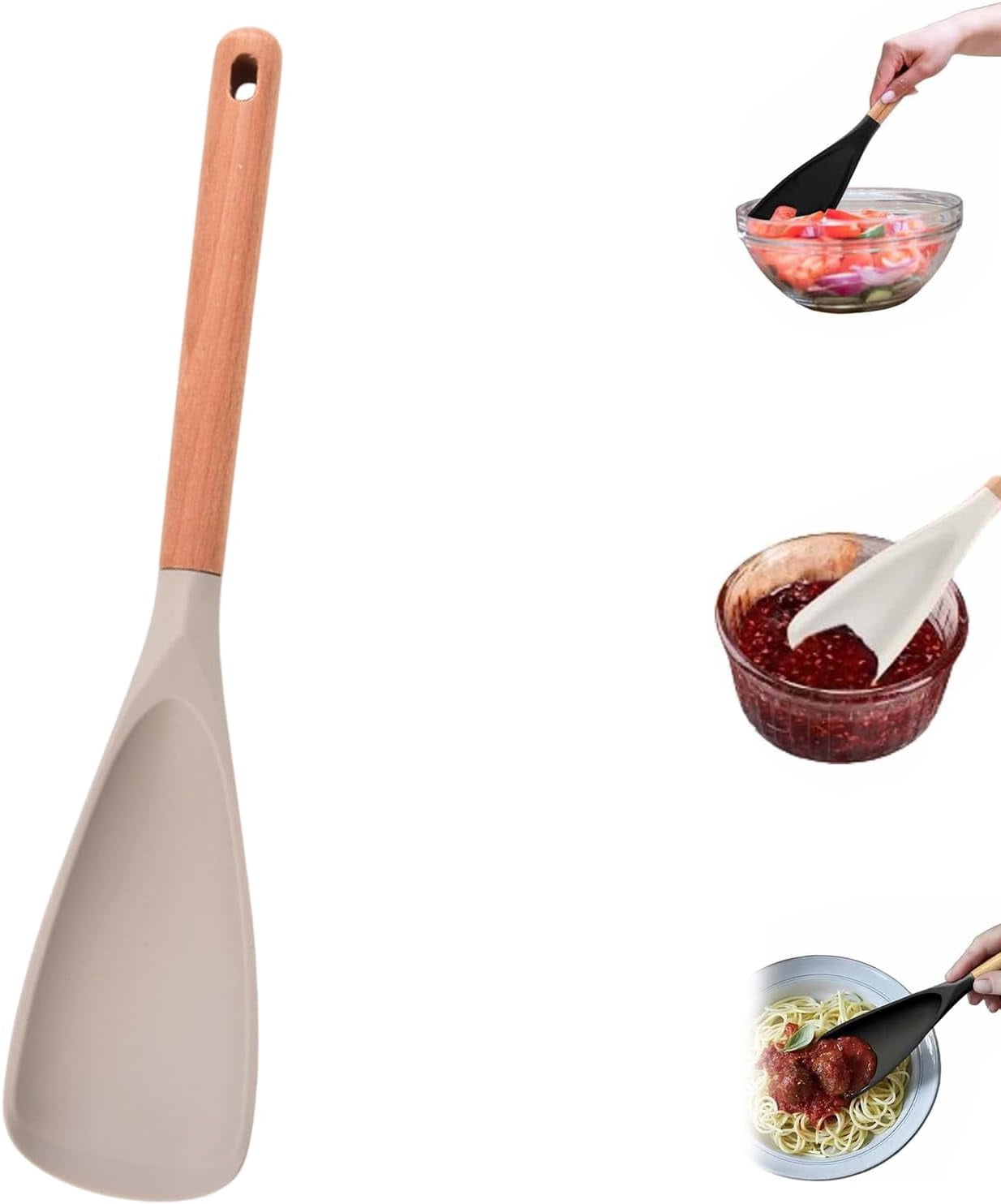 Cedar and Ash Multifunction Spoon, Silicone Nonstick Pan Cooking Spoon ...