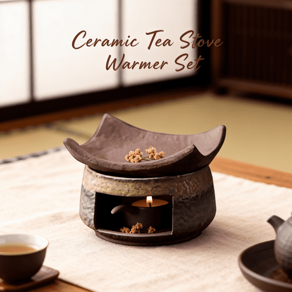 Cedar and Zen Aromatherapy Burner, Ceramic Essential Oil Burner, Handmade Candle and Wax Melts Warmer, Multi-Functional Tea Heater Set