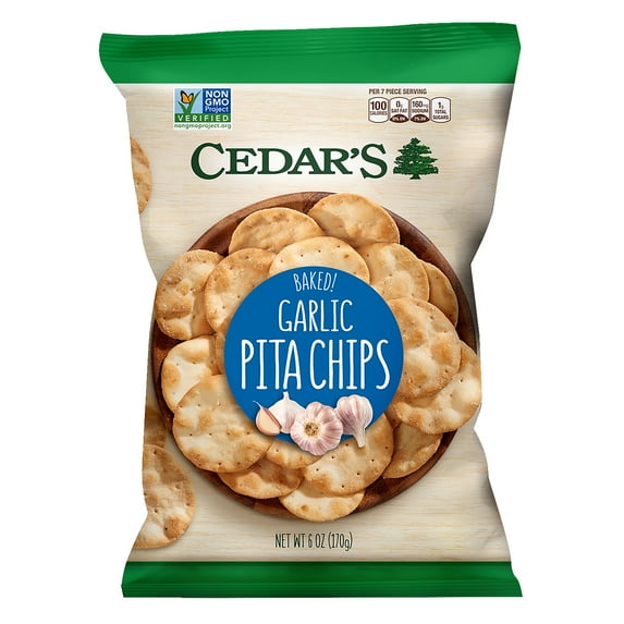 Cedar's Garlic Pita Chips, 6 oz Film Bag