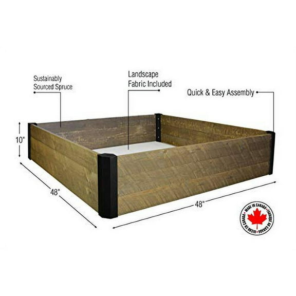 CedarCraft Raised Wooden Garden Bed 48 x 48 x 10.5H (Brown)...Create The Ideal Growing Environment for Your Herbs & Veggies (CCG4510BN)