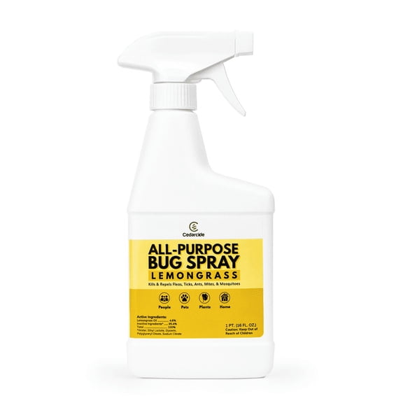 Cedarcide All-Purpose Bug Spray - Lemongrass (Pint) | Insect Repellent For People, Plants, Homes, and Pets | Made with Pure Essential Oils and Plant-Based Ingredients