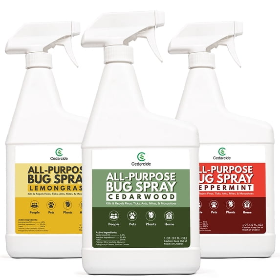 Cedarcide All-Purpose Bug Spray - Variety Pack (Quart) | Insect Repellent For People, Plants, Homes, and Pets | Made with Pure Essential Oils and Plant-Based Ingredients