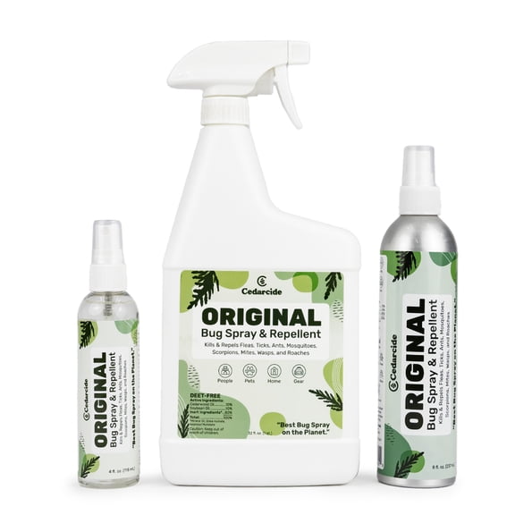 Cedarcide Original (Medium Kit) Non-Toxic Cedar Oil Insect Repellent Spray Kills and Repels Mosquitoes Ticks Fleas Mites Ants and Chiggers