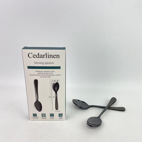 Cedarlinen Serving spoons,Stainless Steel Serving Spoons for Parties,Buffet Serving Utensils Set (Black)