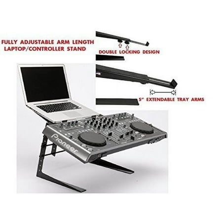 CedarsLink Heavy Duty Studio Controller And Laptop Computer DJ Rack Stand Mount With Fully Adjustable Arm Length