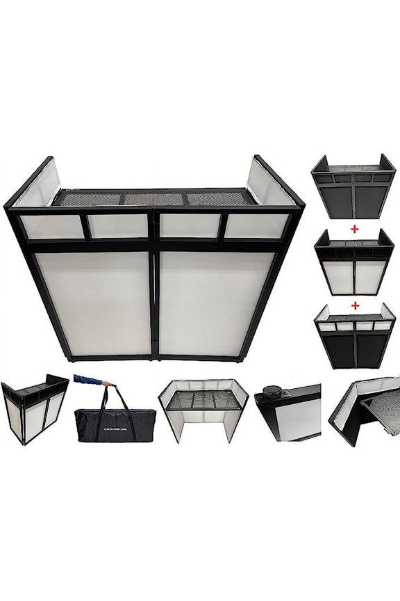 BEAST-8 Large 46" Wide DJ Event Facade White/Black Scrim Booth+ UPPER/LOWER COLOR MIXING INCLUDED! All Aluminum Build only 22 LB