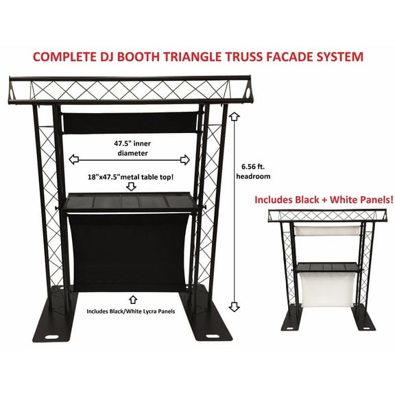 Cedarslink DJ Event Facade White/Black Scrims Triangle Truss Booth Complete Arch System