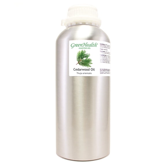 Cedarwood Essential Oil - 32 fl oz (946 ml) - Aluminum Bottle w/ Plug Cap - 100% Pure Essential Oil - GreenHealth