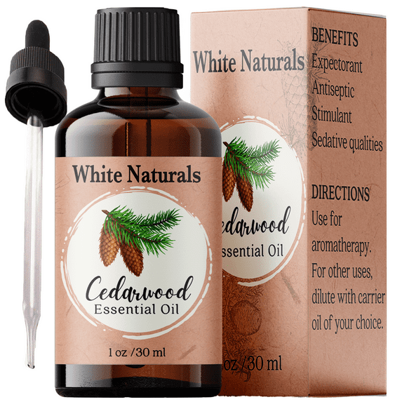 Cedarwood Essential Oil, 100% Pure Natural Undiluted, Cedar Wood Oil for Hair Care, Skin Care & Aromatherapy Diffuser, Soothes Sore Muscles by White Naturals