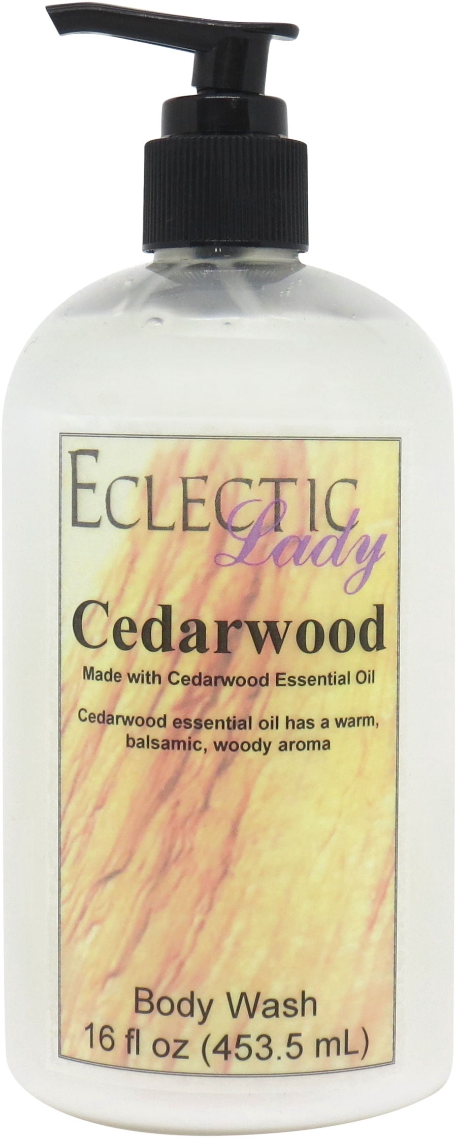 Cedarwood Essential Oil Body Wash by Eclectic Lady, Liquid Shower Gel for Women and Men, 16 Ounces