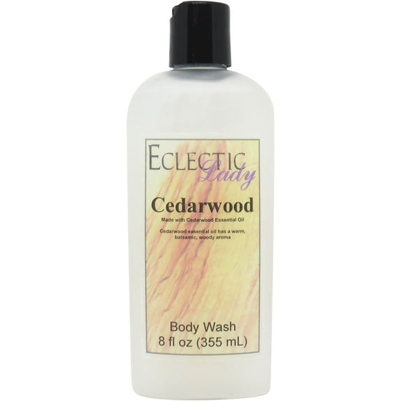 Cedarwood Essential Oil Body Wash by Eclectic Lady, Liquid Shower Gel for Women and Men, 8 Ounces