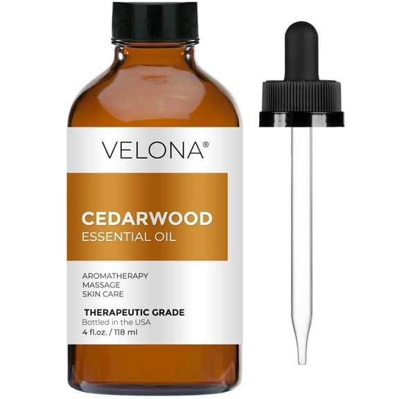 Cedarwood Essential Oil by Velona - 4 oz | Hair Care, Skin Care | Aromatherapy Oil, Diffuser, Topical Use