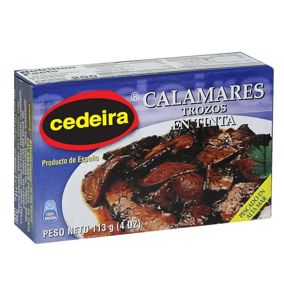 Cedeira Canned Squid Pieces in Their Own Ink, 4 oz. Easy Open Metal Can