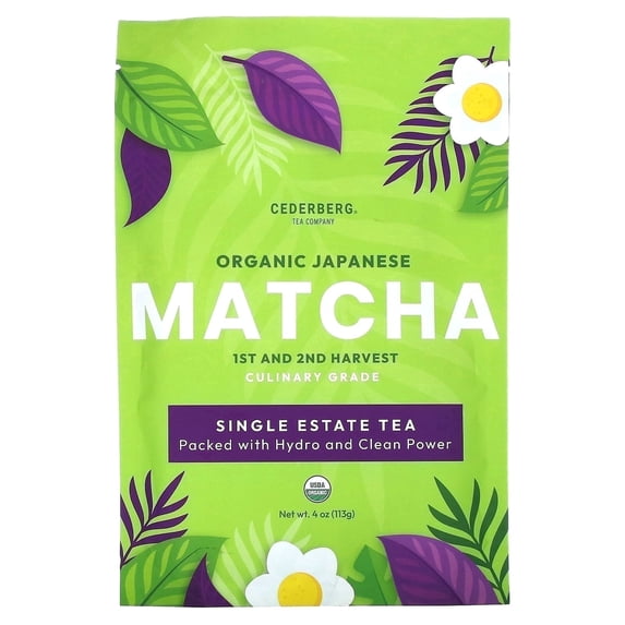 Cederberg Tea Company Organic Japanese Matcha Tea Powder, 4 oz (113 g) | Premium Green Herbal , Culinary Grade | Antioxidant-Rich, Non-GMO