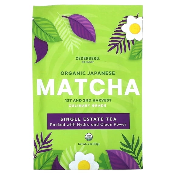 Cederberg Tea Company Organic Japanese Matcha Tea Powder, 4 oz (113 g) | Premium Green Herbal , Culinary Grade | Antioxidant-Rich, Non-GMO