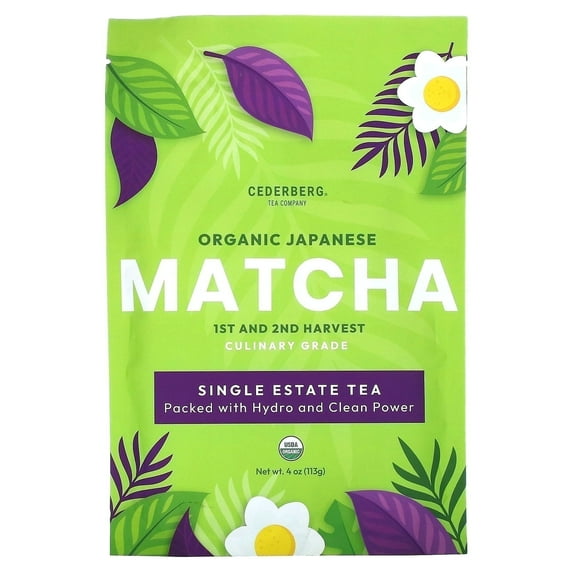 Cederberg Tea Company Organic Japanese Matcha Powder, 4 oz (113 g) | Premium Green Herbal Tea, Culinary Grade | Antioxidant-Rich, Non-GMO