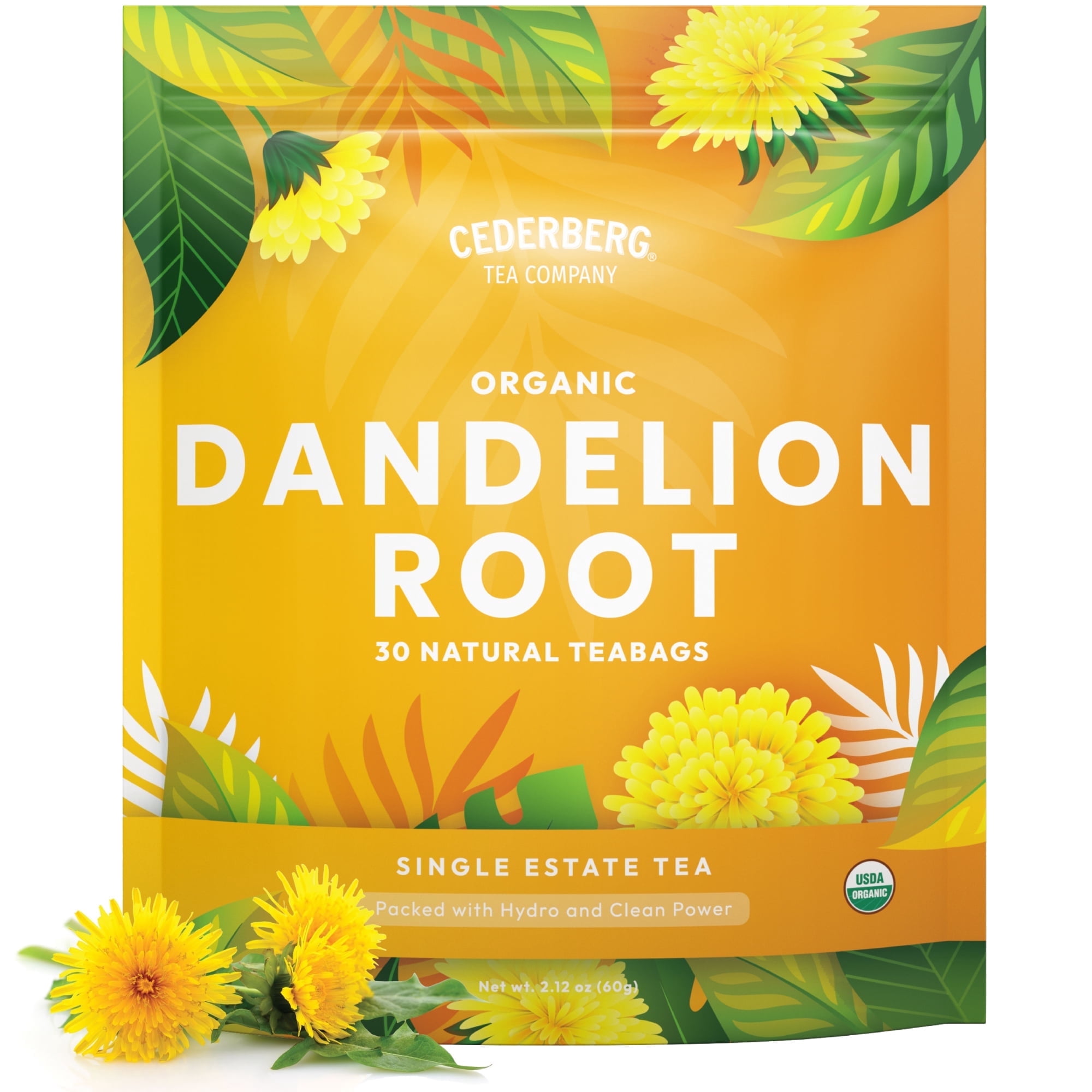 Cederberg Tea Company Organic Dandelion Root Tea Bags, 30 Count Herbal ...