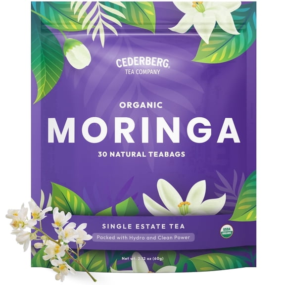 Cederberg Tea Company Organic Moringa Tea Bags – 30 Count | Caffeine-Free | Non-GMO | Zero-Calorie & Gluten-Free | Herbal Tea