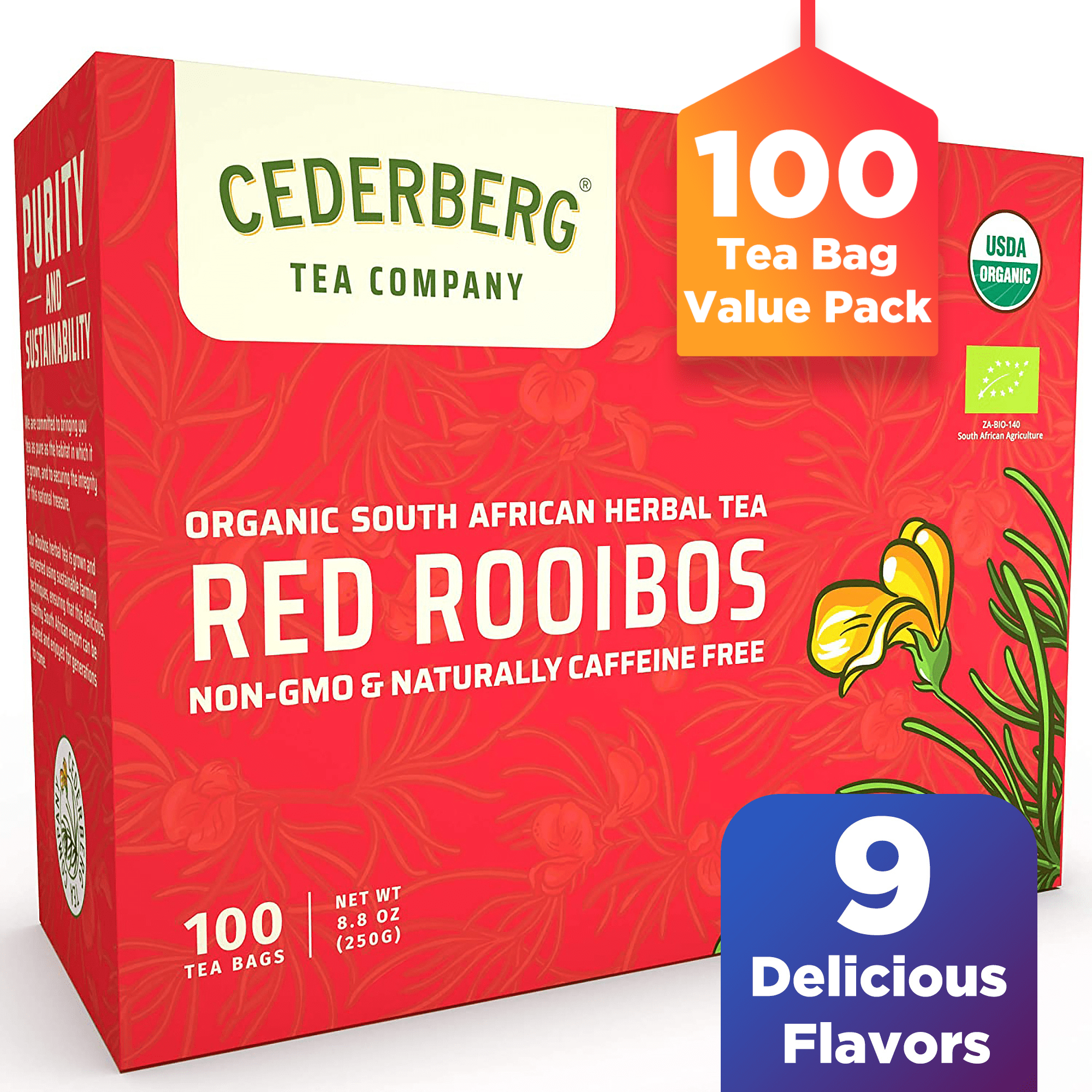Cederberg Tea Company Organic Red Rooibos Tea Bags 100 Caffeine Free