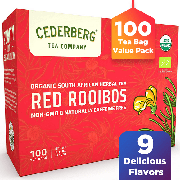 Cederberg Tea Company Organic Red Rooibos Tea Bags -100 | Caffeine Free | Non GMO