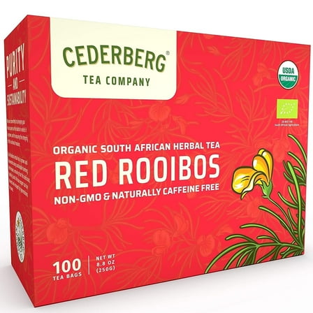 Cederberg Tea Company Organic Red Rooibos Tea Bags - 100 Count | Caffeine Free | Non GMO