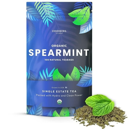 Cederberg Tea Company Organic Spearmint Tea Bags - 100 Count | Caffeine Free | Gluten-Free & Non GMO