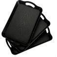 Cedilis 3 Pack Black Serving Trays with Handles,16 x 11IN Rectangular