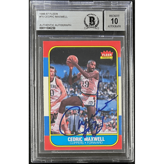 Cedric Maxwell Signed 1986 Fleer #70 Beckett Auto 10 Clippers Celtics 11596238