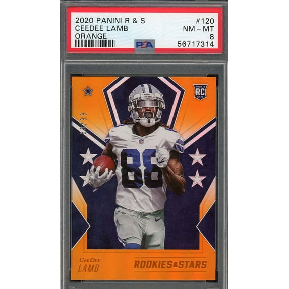 CeeDee Lamb 2020 Panini Rookies & Stars Orange Rookie Card #120 PSA 8 /99