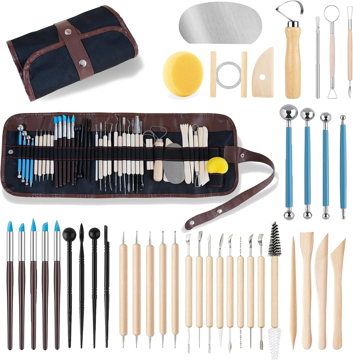 CeeVian Clay Tool Kit 40 PCS Sculpting Tools Pottery for DIY Handcraft Modeling Carving Set Beginners and Professional Art Crafts