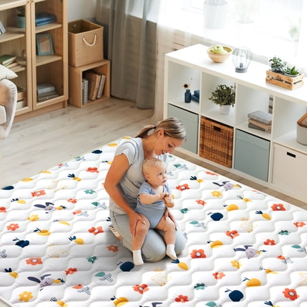 Ceekliybear Baby Play Mat 71" x 59" - Foldable Soft Foam Mat for Infants and Toddlers, Non-Slip & Machine Washable, Skin - Friendly Padded Playmat, Ideal for Playpen, Tummy Time, Travel